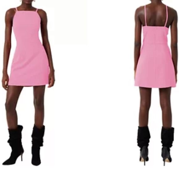 French Connection Dress Womens XS‎ Whisper Pink Square Neck Minidress - Picture 1 of 8